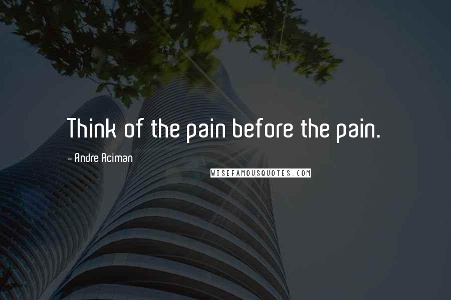 Andre Aciman Quotes: Think of the pain before the pain.