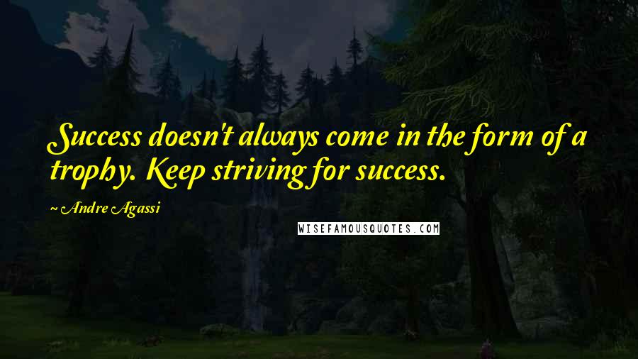 Andre Agassi Quotes: Success doesn't always come in the form of a trophy. Keep striving for success.