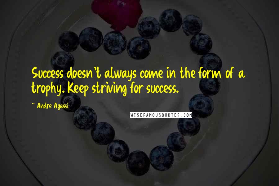 Andre Agassi Quotes: Success doesn't always come in the form of a trophy. Keep striving for success.