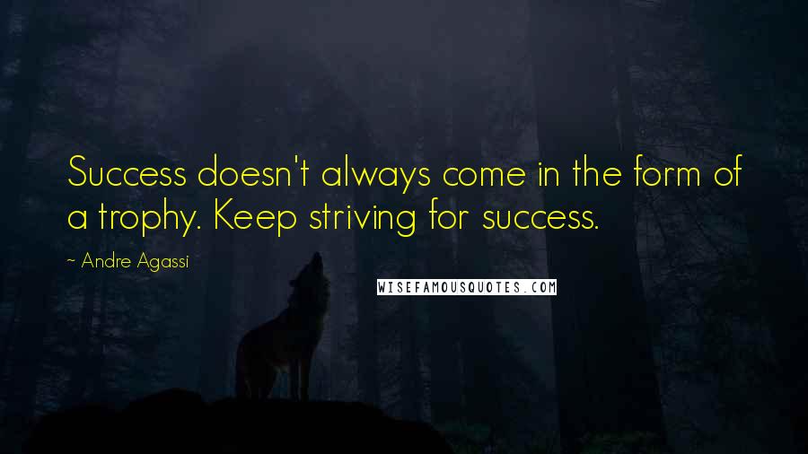 Andre Agassi Quotes: Success doesn't always come in the form of a trophy. Keep striving for success.