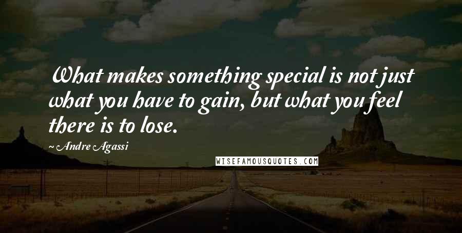 Andre Agassi Quotes: What makes something special is not just what you have to gain, but what you feel there is to lose.