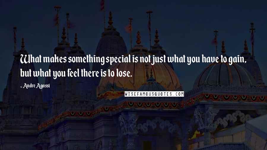 Andre Agassi Quotes: What makes something special is not just what you have to gain, but what you feel there is to lose.