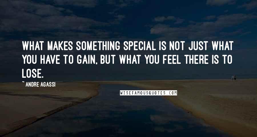 Andre Agassi Quotes: What makes something special is not just what you have to gain, but what you feel there is to lose.