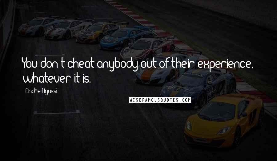 Andre Agassi Quotes: You don't cheat anybody out of their experience, whatever it is.