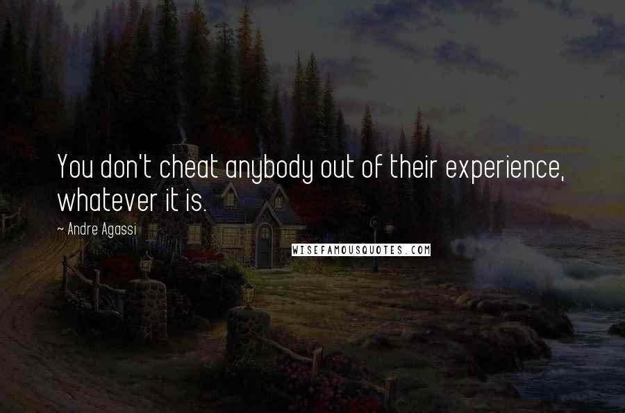 Andre Agassi Quotes: You don't cheat anybody out of their experience, whatever it is.