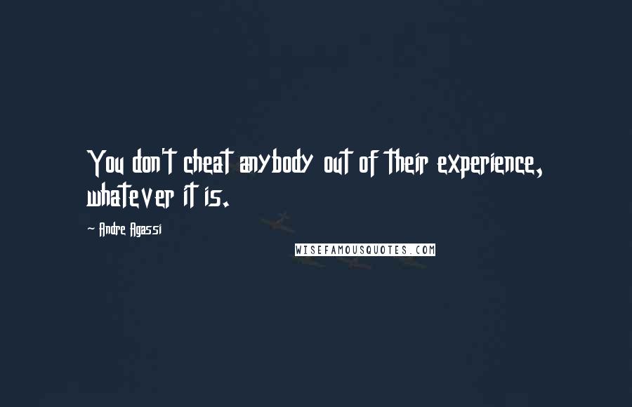 Andre Agassi Quotes: You don't cheat anybody out of their experience, whatever it is.