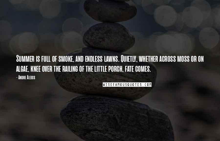 Andre Alexis Quotes: Summer is full of smoke, and endless lawns. Quietly, whether across moss or on algae, knee over the railing of the little porch, fate comes.