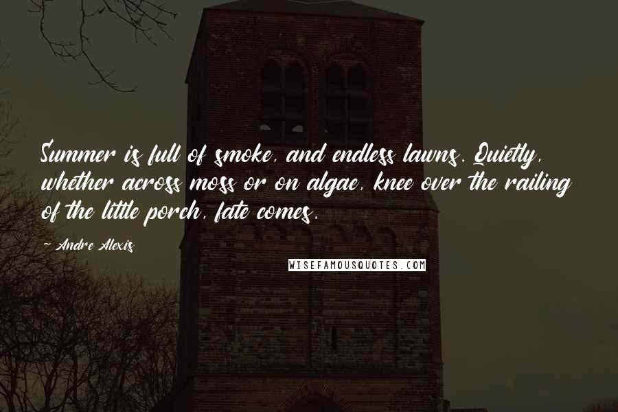 Andre Alexis Quotes: Summer is full of smoke, and endless lawns. Quietly, whether across moss or on algae, knee over the railing of the little porch, fate comes.