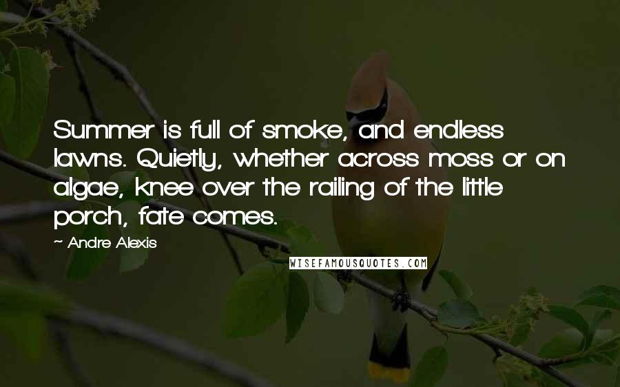 Andre Alexis Quotes: Summer is full of smoke, and endless lawns. Quietly, whether across moss or on algae, knee over the railing of the little porch, fate comes.