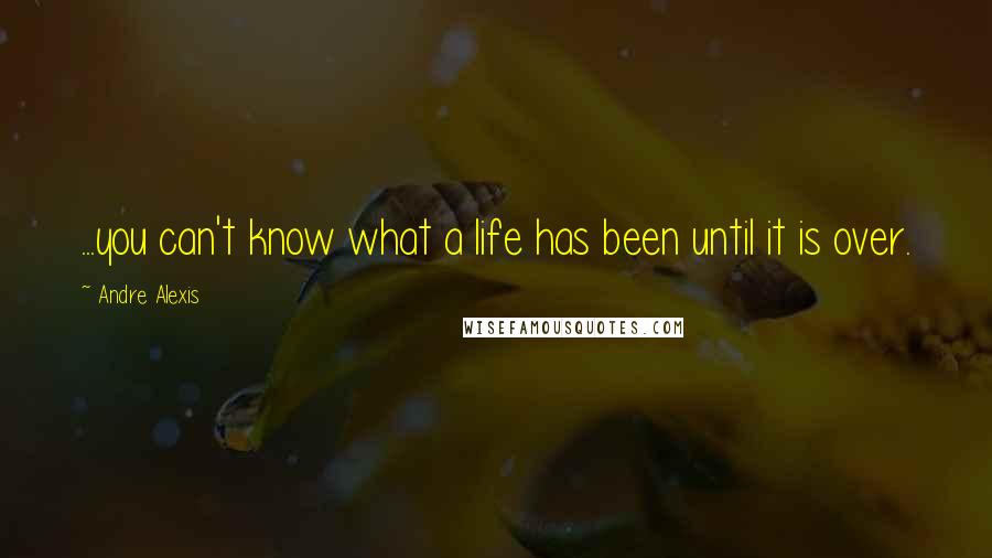 Andre Alexis Quotes: ...you can't know what a life has been until it is over.