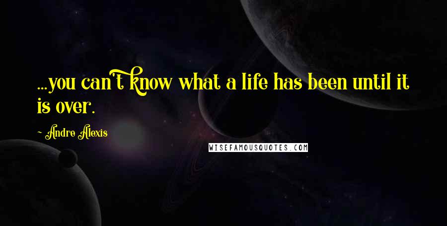 Andre Alexis Quotes: ...you can't know what a life has been until it is over.