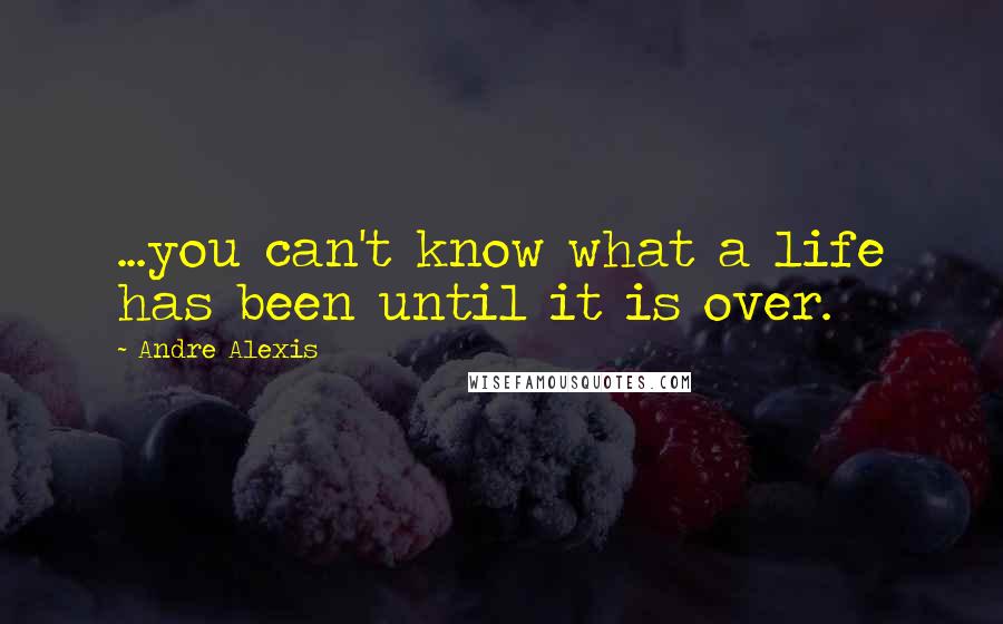 Andre Alexis Quotes: ...you can't know what a life has been until it is over.