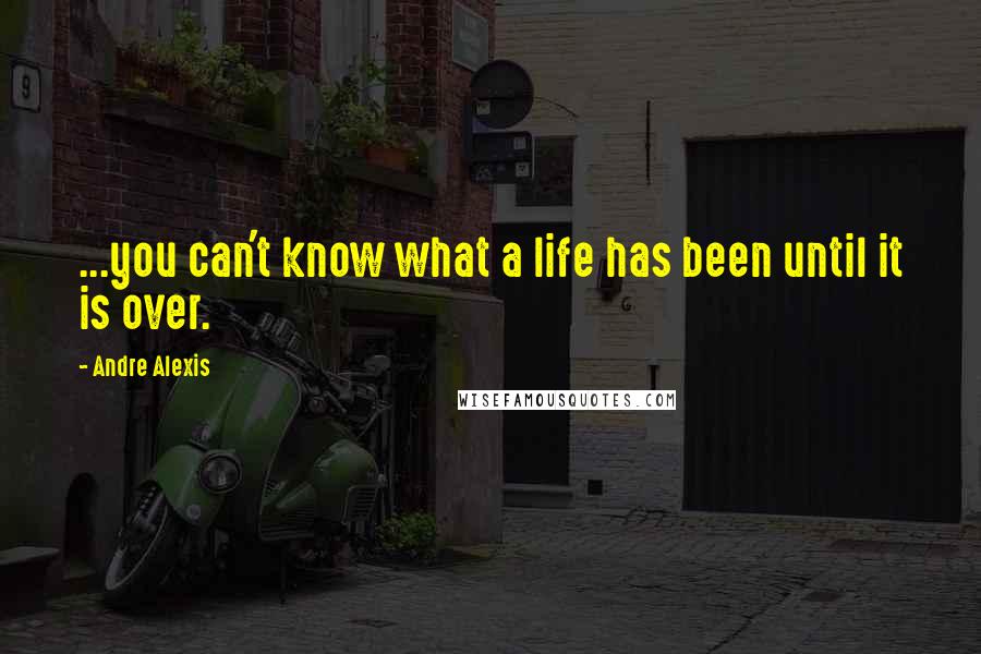 Andre Alexis Quotes: ...you can't know what a life has been until it is over.