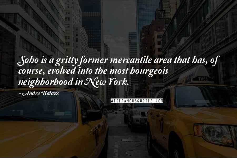 Andre Balazs Quotes: Soho is a gritty former mercantile area that has, of course, evolved into the most bourgeois neighborhood in New York.