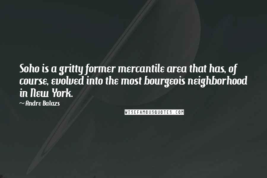 Andre Balazs Quotes: Soho is a gritty former mercantile area that has, of course, evolved into the most bourgeois neighborhood in New York.