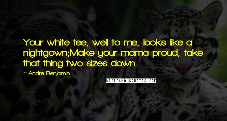 Andre Benjamin Quotes: Your white tee, well to me, looks like a nightgown;Make your mama proud, take that thing two sizes down.