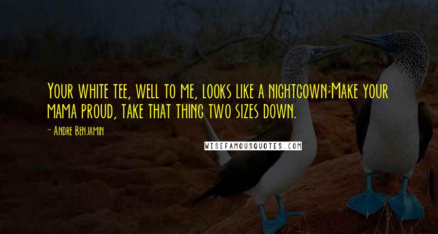 Andre Benjamin Quotes: Your white tee, well to me, looks like a nightgown;Make your mama proud, take that thing two sizes down.