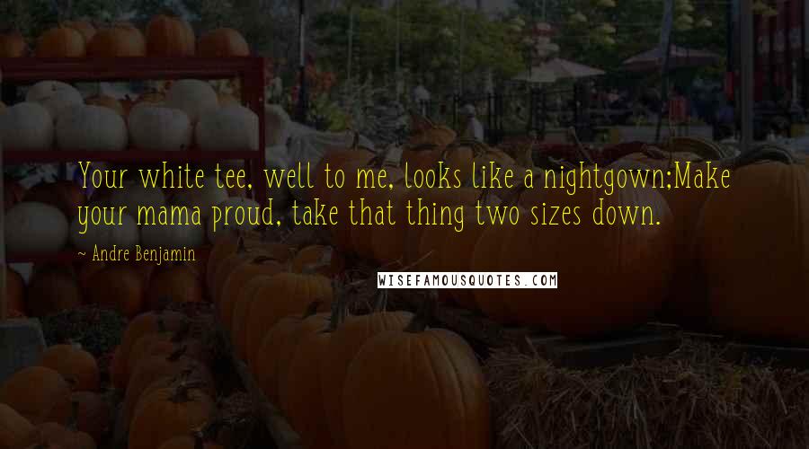Andre Benjamin Quotes: Your white tee, well to me, looks like a nightgown;Make your mama proud, take that thing two sizes down.