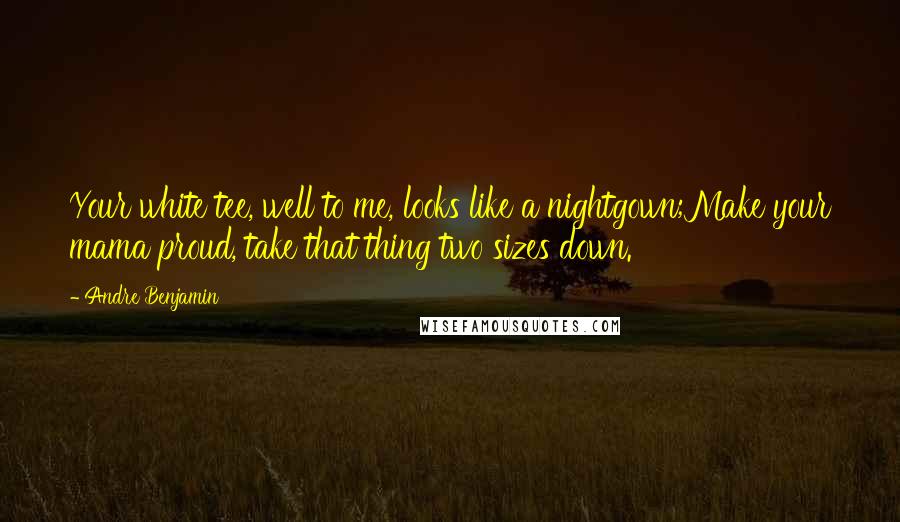 Andre Benjamin Quotes: Your white tee, well to me, looks like a nightgown;Make your mama proud, take that thing two sizes down.