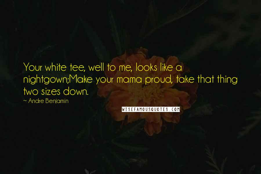 Andre Benjamin Quotes: Your white tee, well to me, looks like a nightgown;Make your mama proud, take that thing two sizes down.