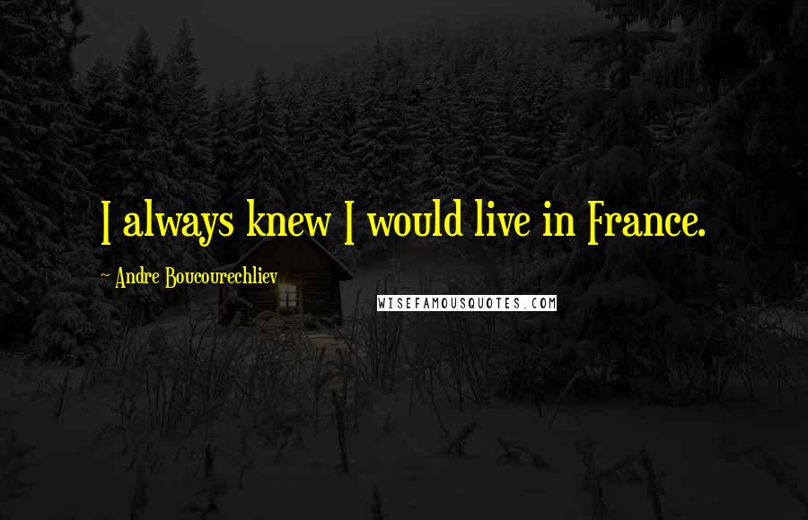 Andre Boucourechliev Quotes: I always knew I would live in France.