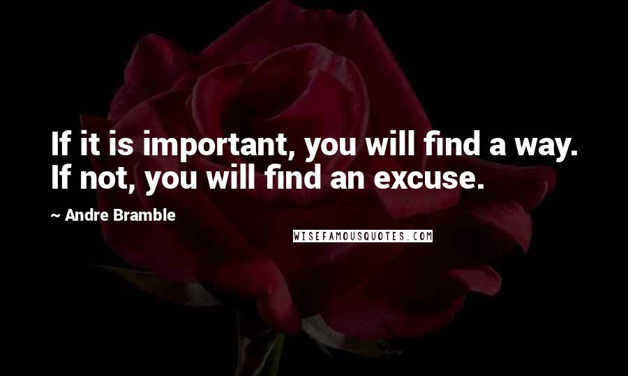 Andre Bramble Quotes: If it is important, you will find a way. If not, you will find an excuse.