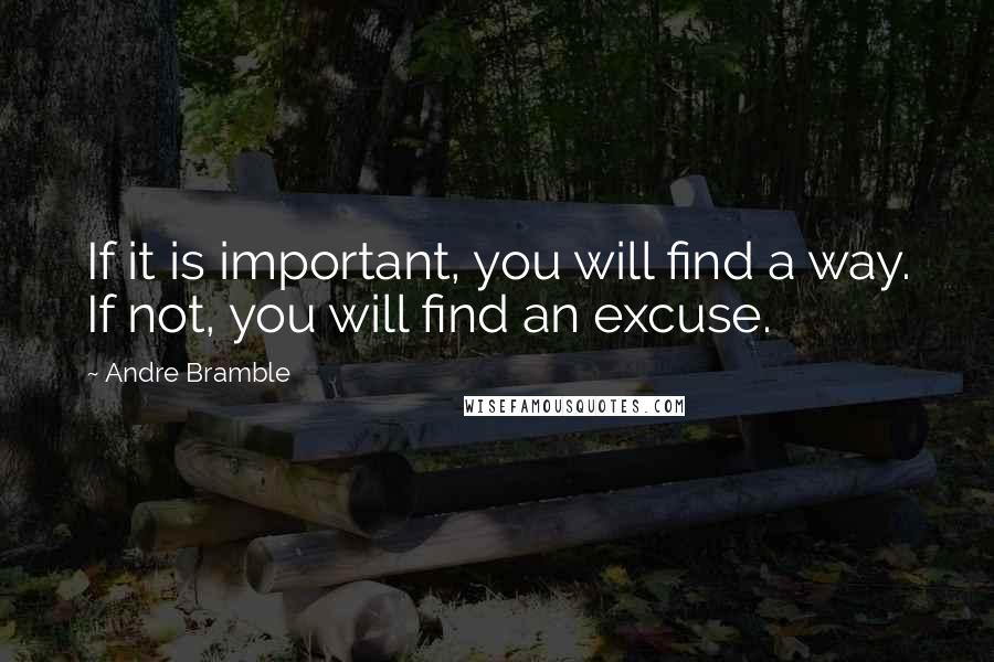 Andre Bramble Quotes: If it is important, you will find a way. If not, you will find an excuse.