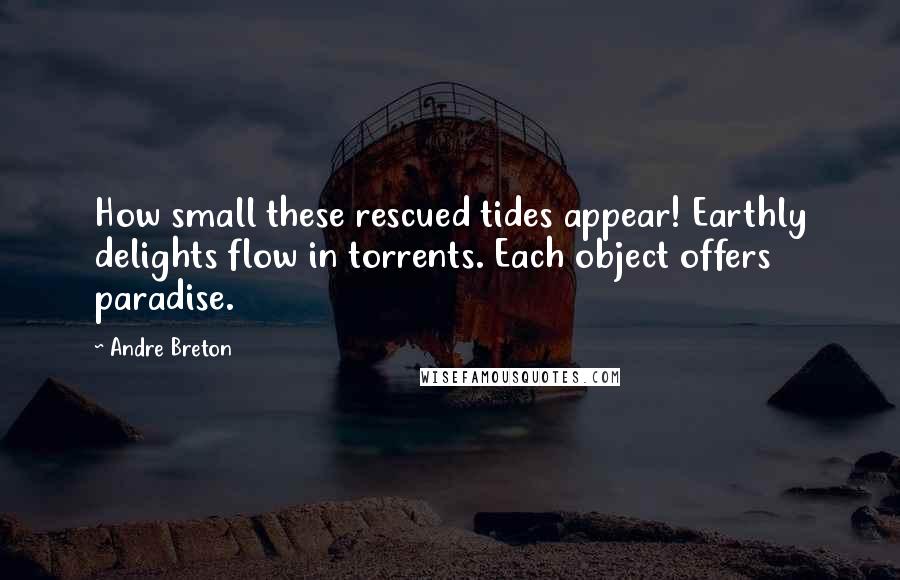 Andre Breton Quotes: How small these rescued tides appear! Earthly delights flow in torrents. Each object offers paradise.