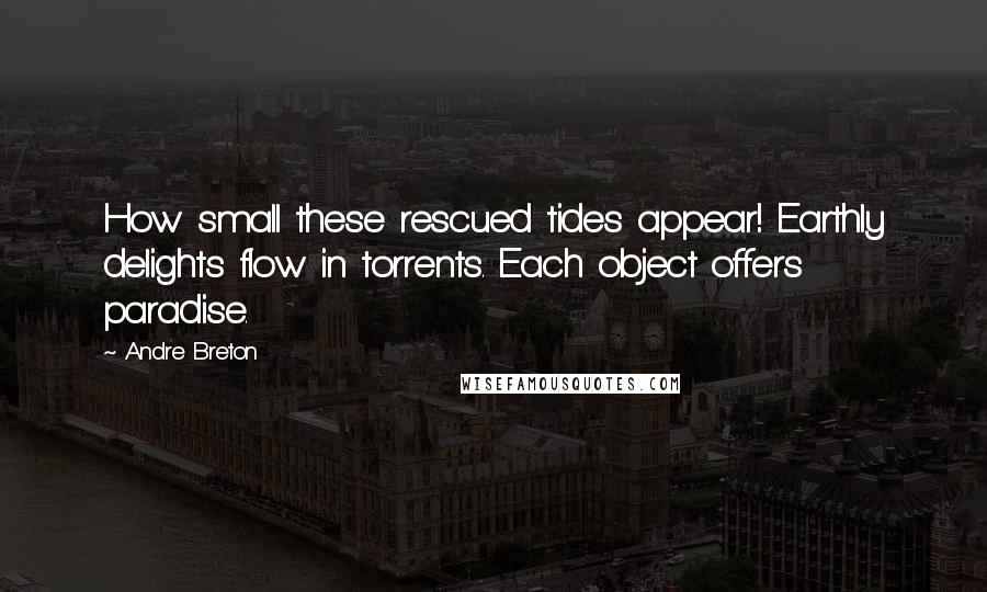 Andre Breton Quotes: How small these rescued tides appear! Earthly delights flow in torrents. Each object offers paradise.