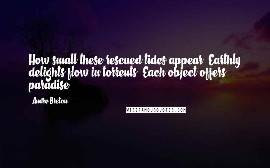 Andre Breton Quotes: How small these rescued tides appear! Earthly delights flow in torrents. Each object offers paradise.