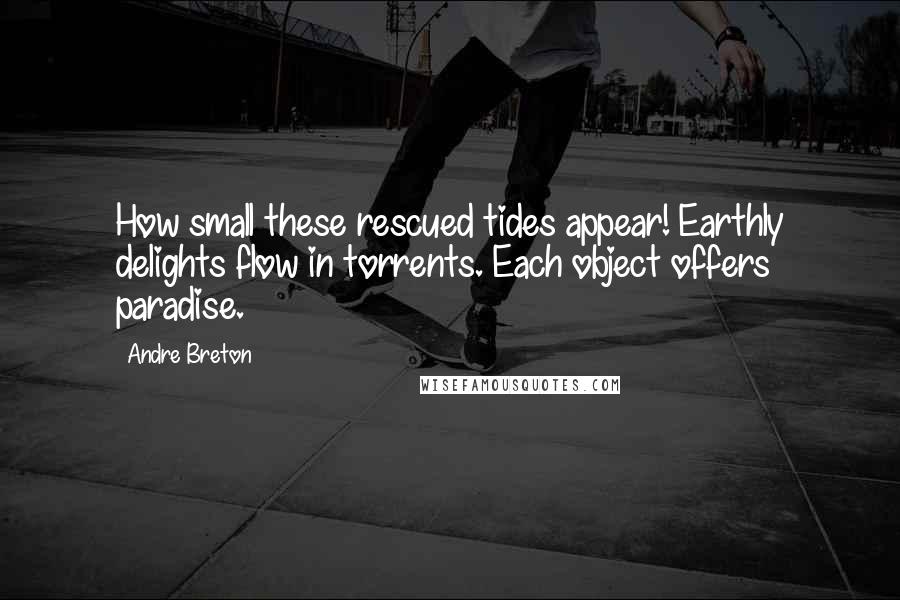 Andre Breton Quotes: How small these rescued tides appear! Earthly delights flow in torrents. Each object offers paradise.
