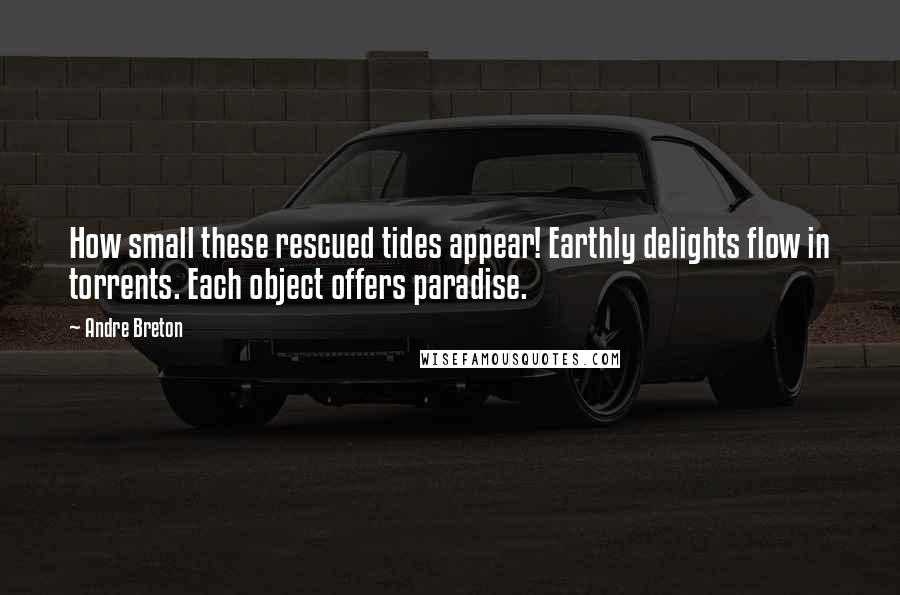 Andre Breton Quotes: How small these rescued tides appear! Earthly delights flow in torrents. Each object offers paradise.