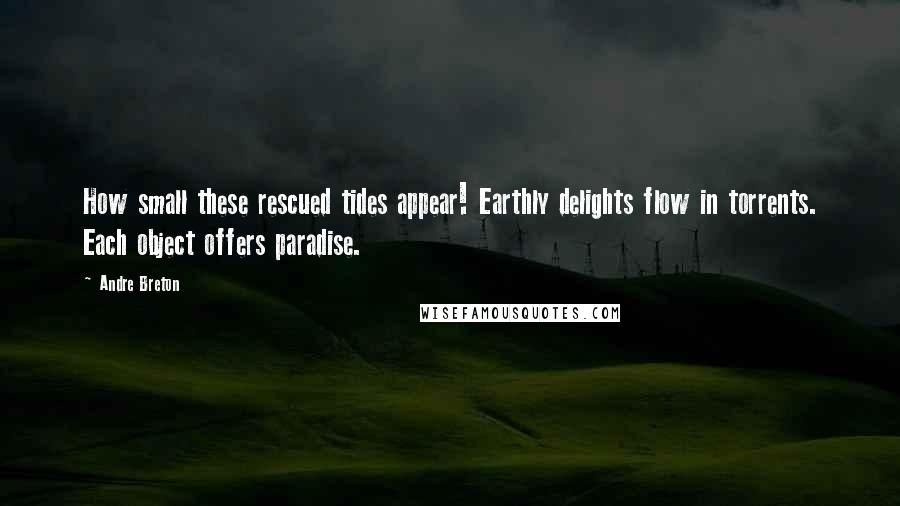 Andre Breton Quotes: How small these rescued tides appear! Earthly delights flow in torrents. Each object offers paradise.