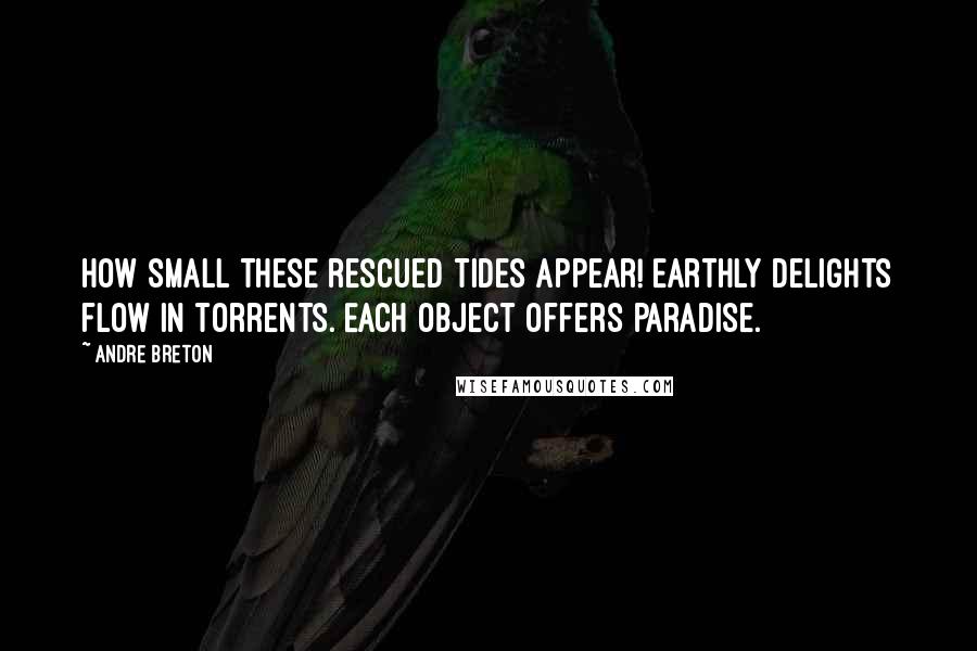 Andre Breton Quotes: How small these rescued tides appear! Earthly delights flow in torrents. Each object offers paradise.