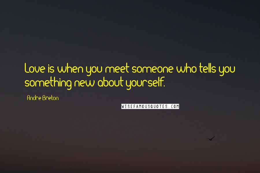 Andre Breton Quotes: Love is when you meet someone who tells you something new about yourself.