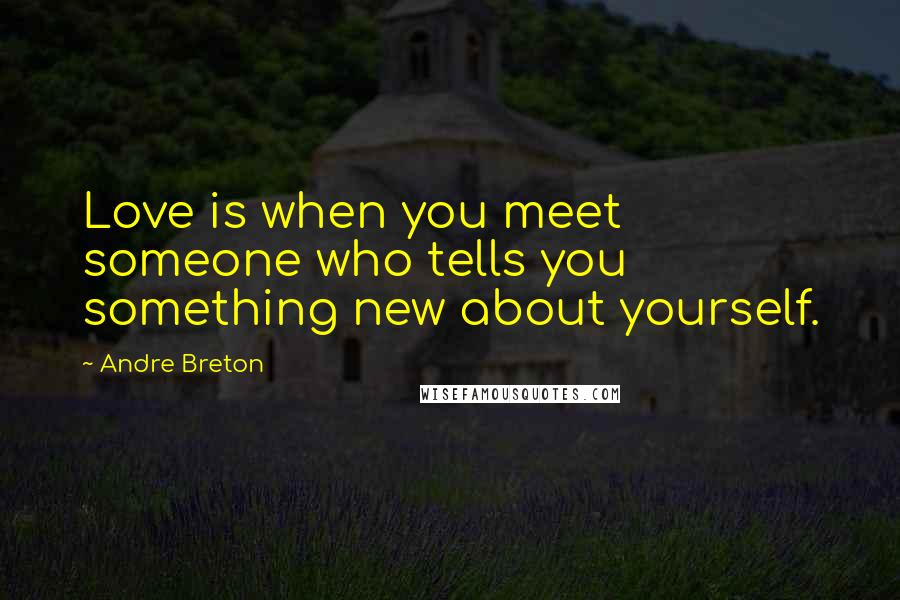 Andre Breton Quotes: Love is when you meet someone who tells you something new about yourself.