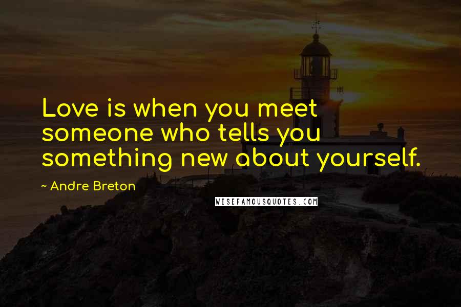 Andre Breton Quotes: Love is when you meet someone who tells you something new about yourself.