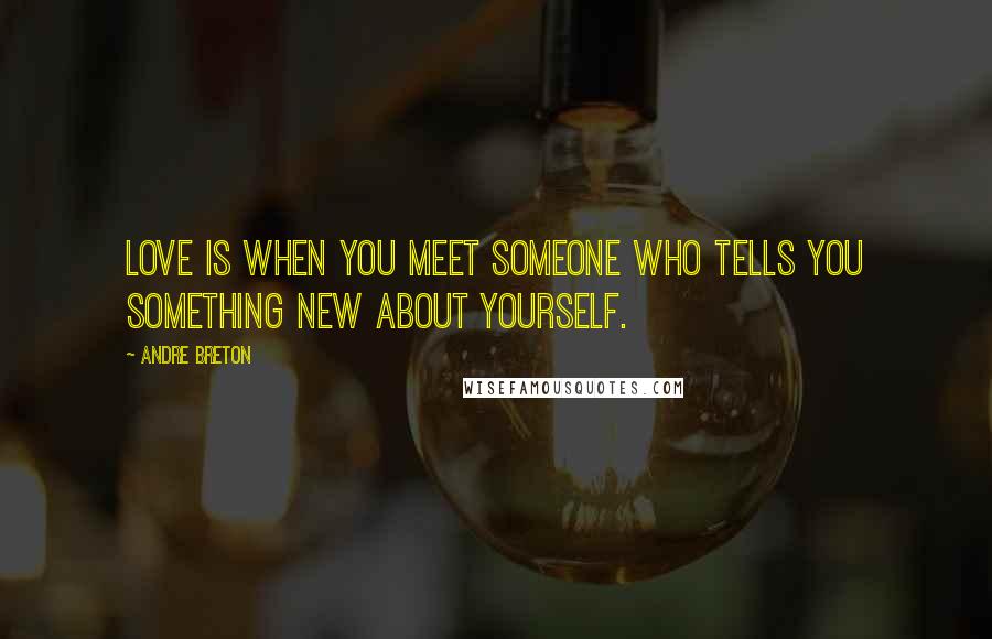 Andre Breton Quotes: Love is when you meet someone who tells you something new about yourself.