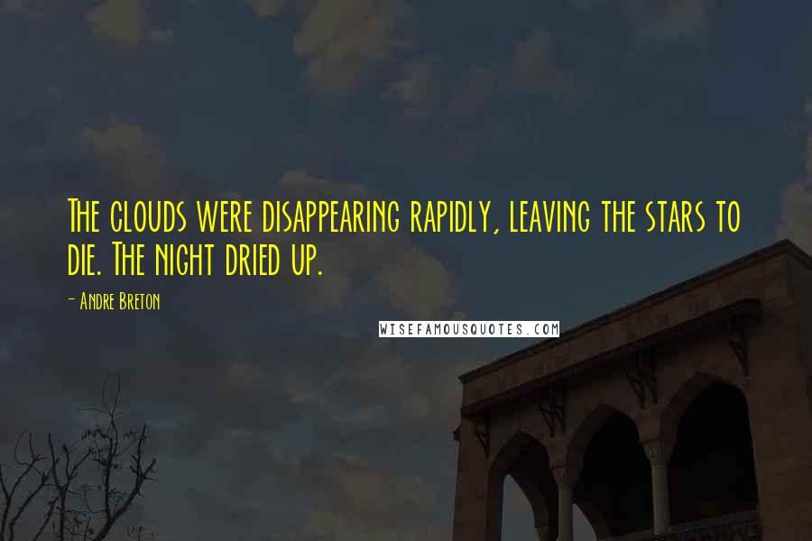 Andre Breton Quotes: The clouds were disappearing rapidly, leaving the stars to die. The night dried up.