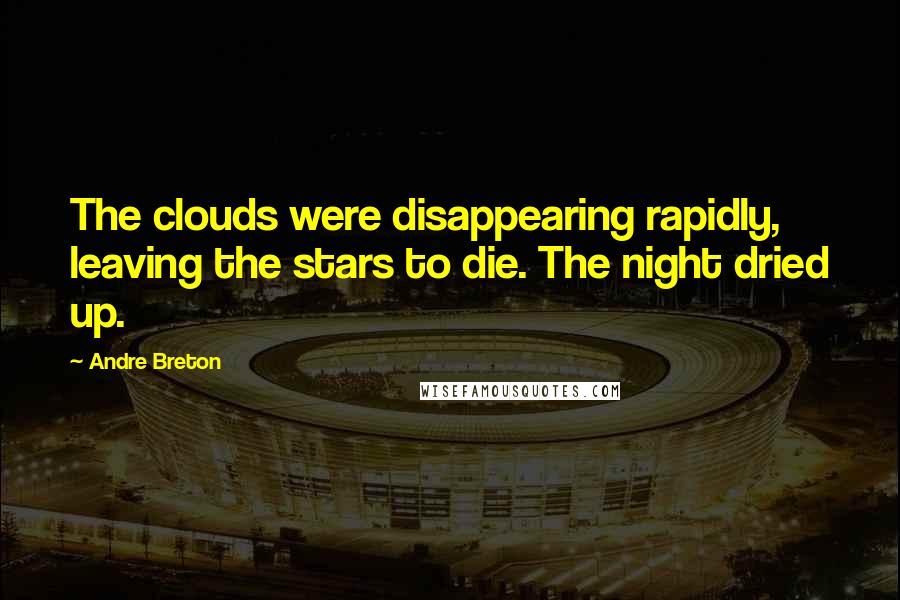 Andre Breton Quotes: The clouds were disappearing rapidly, leaving the stars to die. The night dried up.