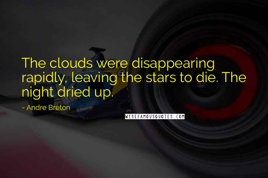 Andre Breton Quotes: The clouds were disappearing rapidly, leaving the stars to die. The night dried up.