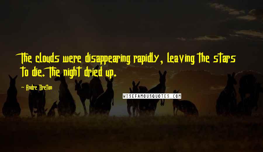 Andre Breton Quotes: The clouds were disappearing rapidly, leaving the stars to die. The night dried up.