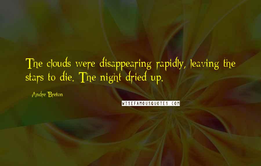 Andre Breton Quotes: The clouds were disappearing rapidly, leaving the stars to die. The night dried up.