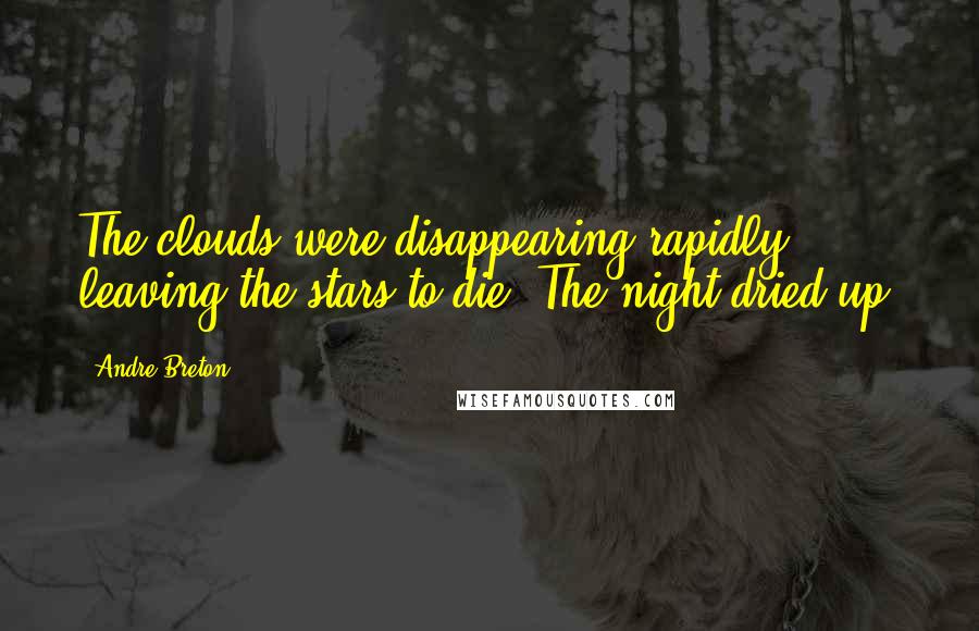 Andre Breton Quotes: The clouds were disappearing rapidly, leaving the stars to die. The night dried up.
