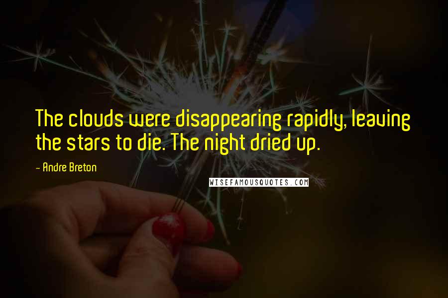 Andre Breton Quotes: The clouds were disappearing rapidly, leaving the stars to die. The night dried up.