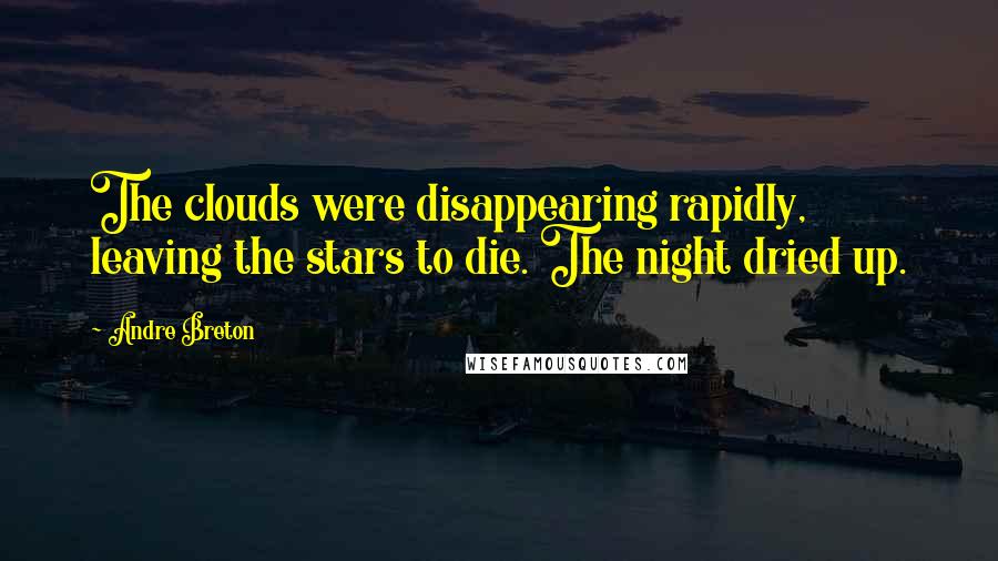 Andre Breton Quotes: The clouds were disappearing rapidly, leaving the stars to die. The night dried up.