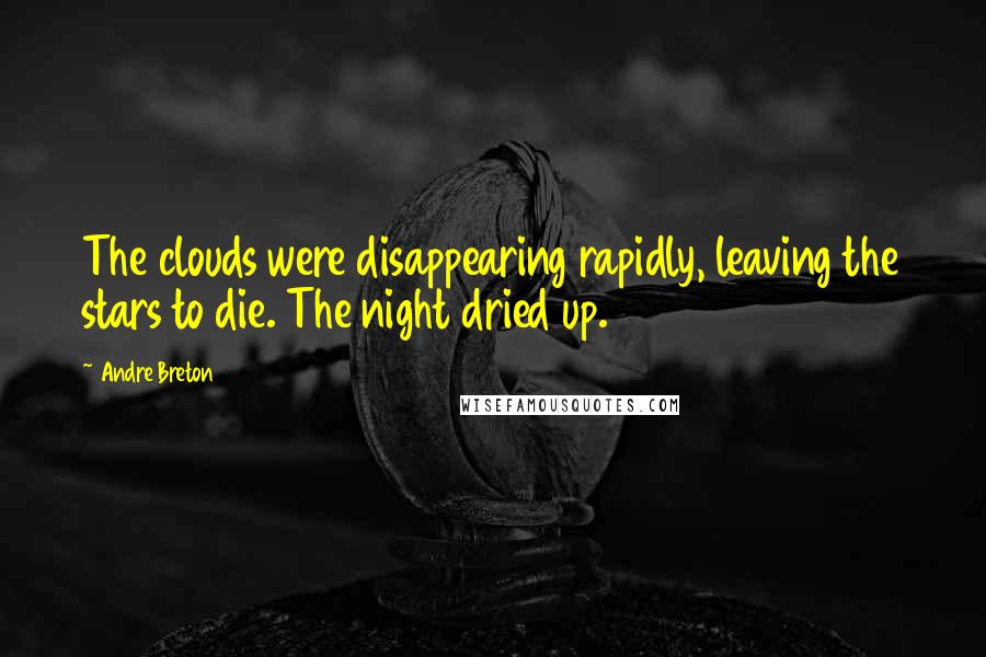 Andre Breton Quotes: The clouds were disappearing rapidly, leaving the stars to die. The night dried up.