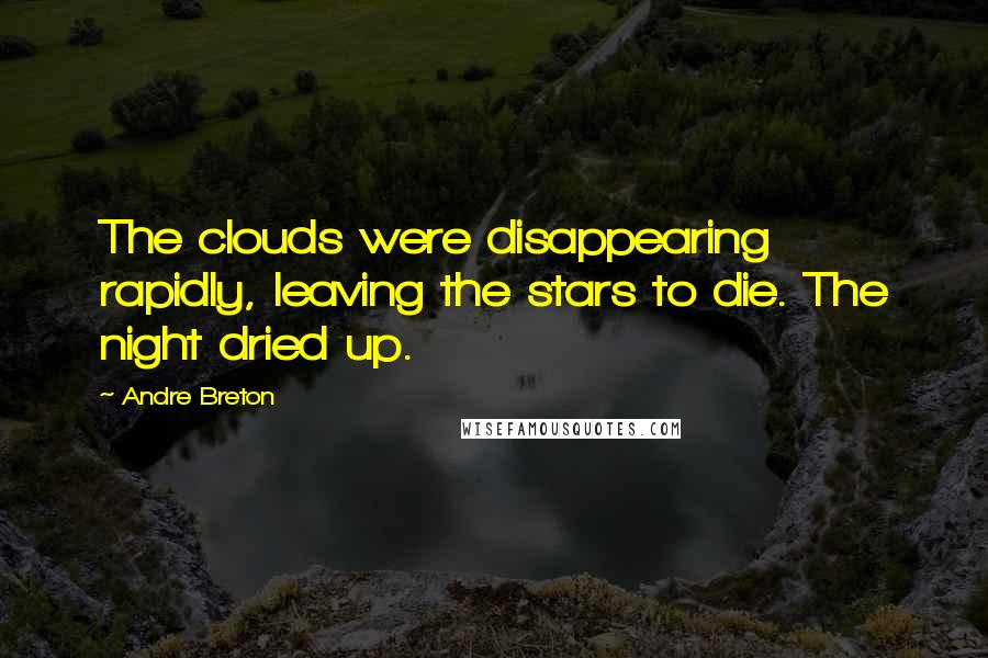 Andre Breton Quotes: The clouds were disappearing rapidly, leaving the stars to die. The night dried up.