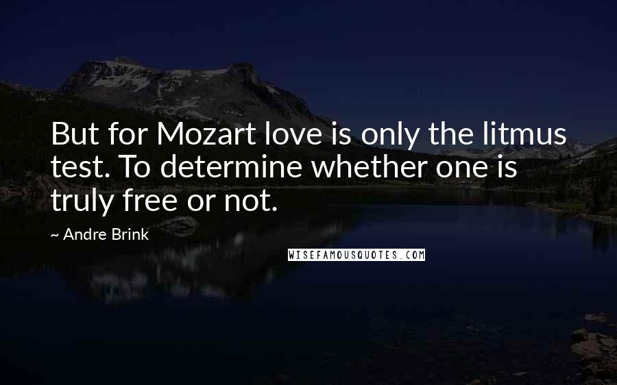 Andre Brink Quotes: But for Mozart love is only the litmus test. To determine whether one is truly free or not.