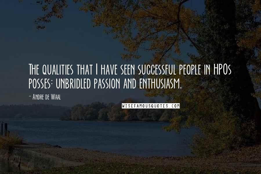 Andre De Waal Quotes: The qualities that I have seen successful people in HPOs posses: unbridled passion and enthusiasm.